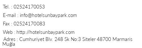 Sunbay Park Hotel telefon numaraları, faks, e-mail, posta adresi ve iletişim bilgileri